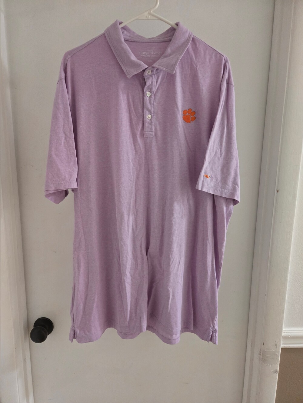 Vineyard Vines Mens Clemson Tigers Edgertown Polo Shirt Purple NCAA Football XXL